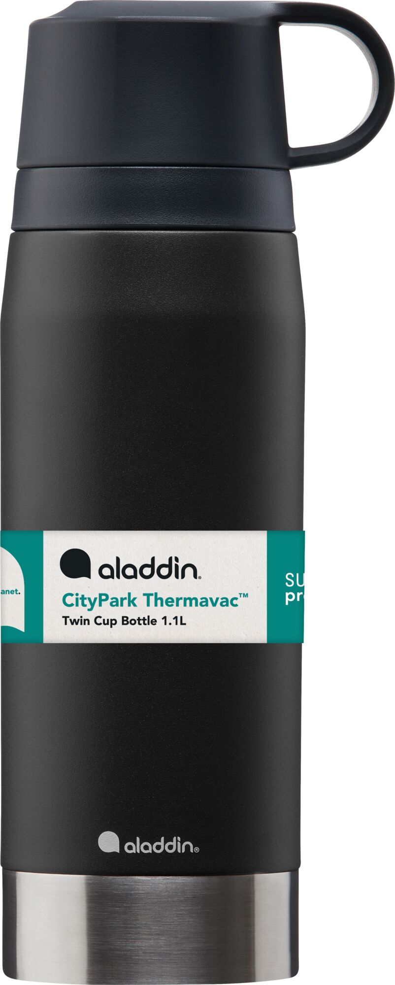 CityPark Thermavac Twin Cup Bottle 1.1L LAVA BLACK